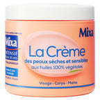 Mixa Intensif Peaux Sèches - La Crème Des Peaux Sèches Et Sensibles - Multi Usage Visage, Corps, Mains, Pieds Aux Huiles 100% Végétales
