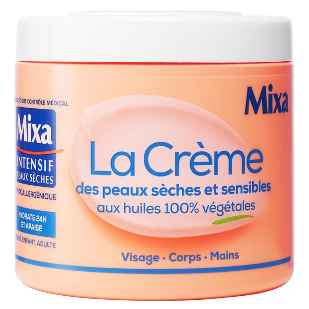 ميكسا إنتنسيف للبشرة الجافة - كريم للبشرة الجافة والحساسة - متعدد الاستخدامات للوجه والجسم واليدين والقدمين مع زيوت نباتية 100%