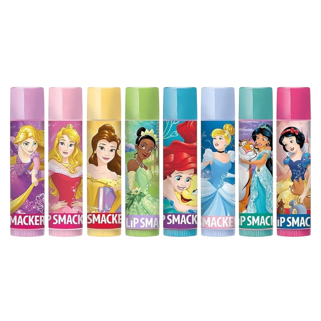 مجموعة مرطبات الشفاه ليب سماكر لحفلات أميرات ديزني للأطفال، مستوحاة من أميرات ديزني، بتأثير شفاف طبيعي