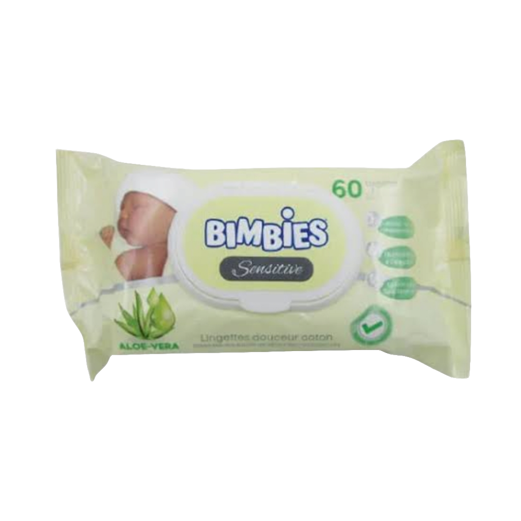 Bimbies Sensitive Lingettes douceur coton 60 Lingettes