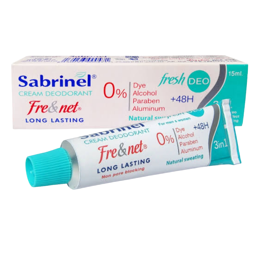 Sabrinel Laboratories Fre&amp;Net كريم مزيل العرق طويل الأمد 0% صبغ كحول بارابين ألومنيوم +48 ساعة