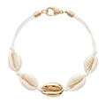 Collier Coquillages Cauris Blanc Et Doré