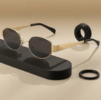 1pcs Lunettes D'été Pour Femmes, Lunettes Rétro Ovales À Monture En Métal, Style Ins, Lunettes Unisexes Tendance, Lunettes De Déclaration De Style De Rue Pour Les Trajets Quotidiens