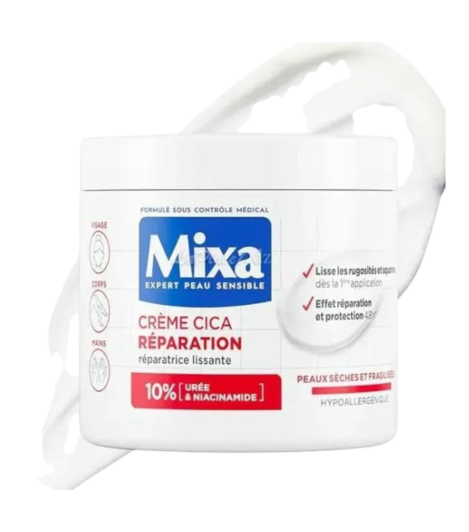 Mixa Créme Cica Réparation Pour Peaux Très Sèches Et Rugueuses Visage Corps Et Mains 10 % Urée Et Acide Aminé Expert Peau Sensible