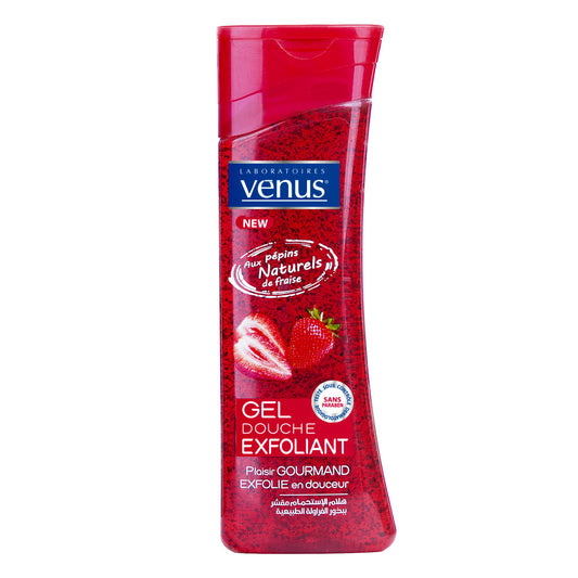 Venus Gel Douche Exfoliant Plaisir Gourmand aux Pépins Naturels de Fraise