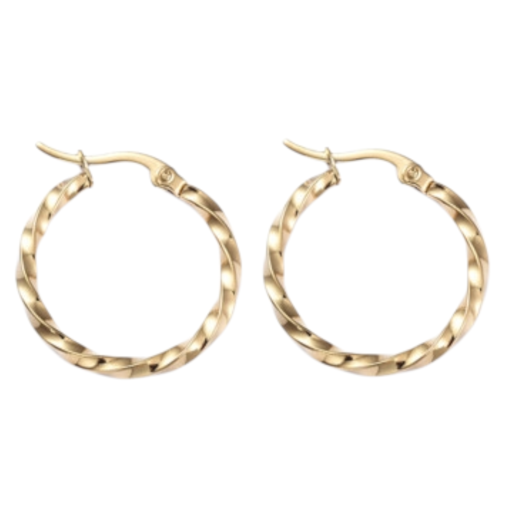 زوجان من الأقراط الذهبية الحلقية، مصنوعة من الفولاذ المقاوم للصدأ المضاد للحساسية