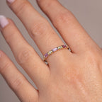 Bague de mariage saphir rose or  carats diamant, demi-bande éternité baguette - Kyklos Jewelry