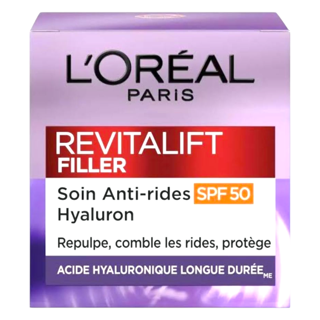 لوريال باريس ريفيتاليفت فيلر علاج مضاد للتجاعيد بعامل حماية من الشمس 50
 حمض الهيالورونيك