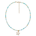 Collier Perlé Bohème Chic Turquoise Avec Pendentif Étoile De Mer