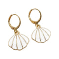 Boucles D’oreilles Créoles Coquillage Blanc Doré