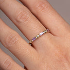 Bague de mariage saphir rose or  carats diamant, demi-bande éternité baguette - Kyklos Jewelry
