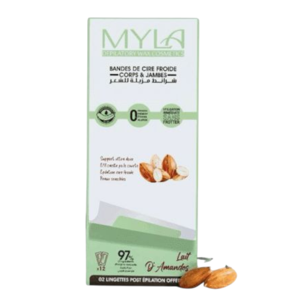 شرائح شمع ميلا للجسم والساقين، حليب اللوز