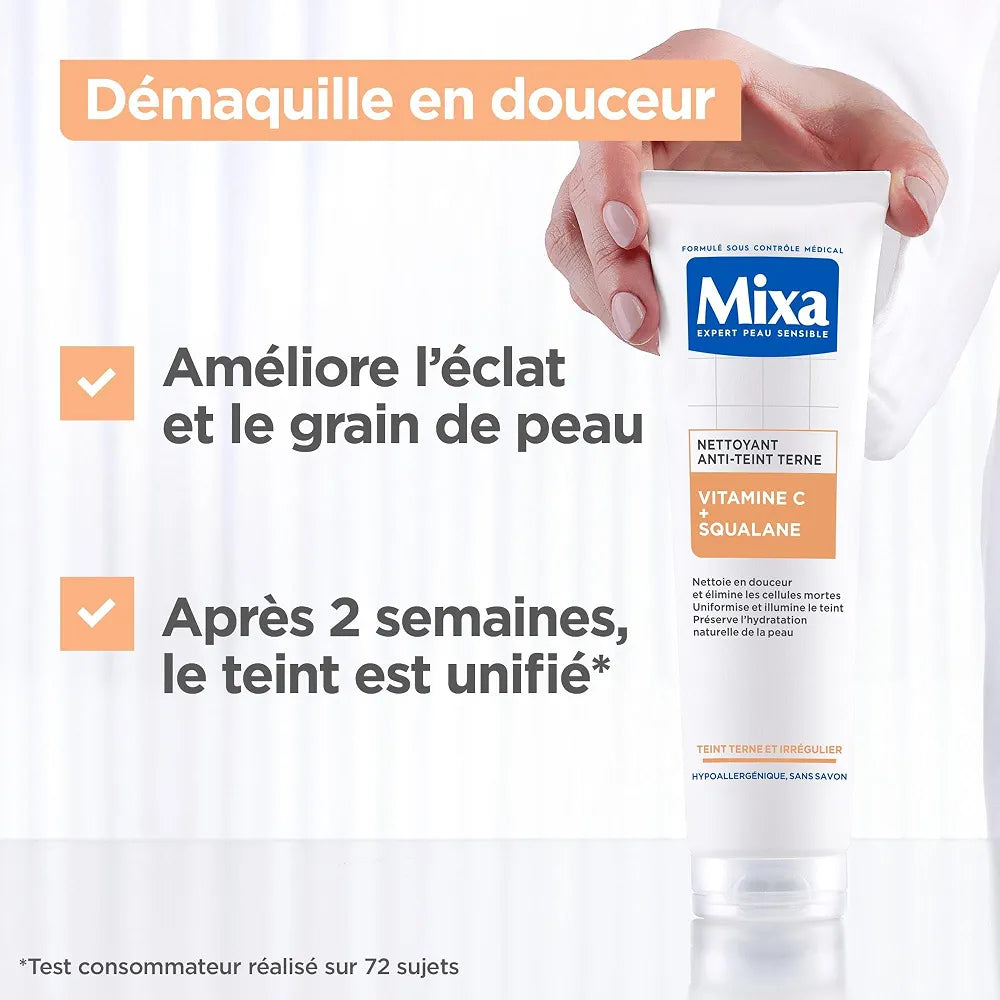 Mixa Expert Peau Sensible Nettoyant Anti-teint Terne Vitamine C Squalane