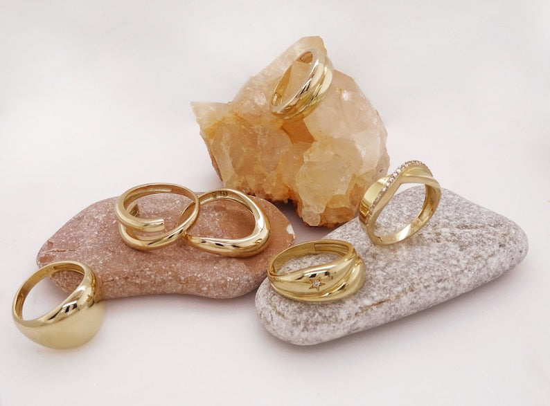 Solid Gold Band Ring Modern Minimalist Style