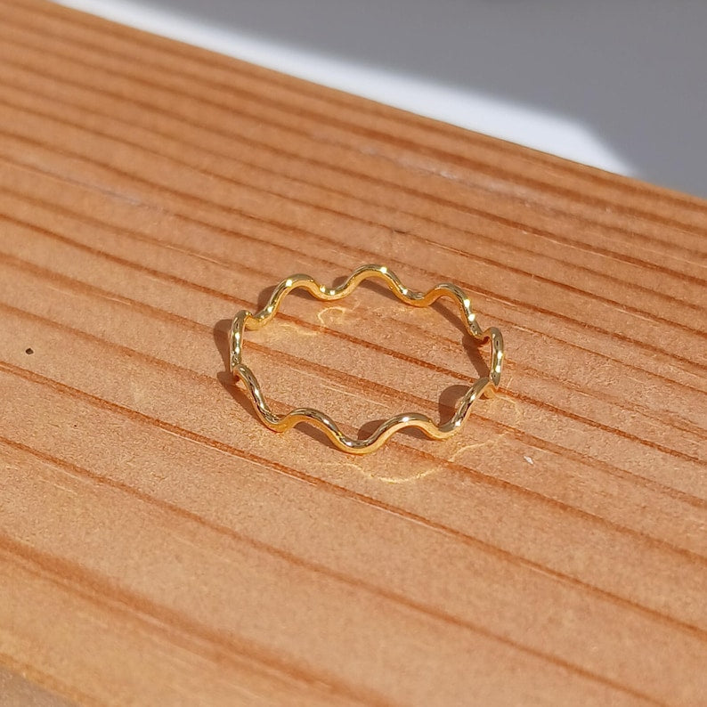 Bague Fine Vague En Argent Sterling Plaqué