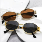 1pcs Lunettes d'été pour femmes, lunettes rétro ovales à monture en métal, style Ins, lunettes unisexes tendance, lunettes de déclaration de style de rue pour les trajets quotidiens