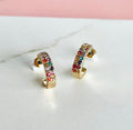 Boucles D'Oreilles Créoles Pour Femmes En Argent Serties De Zirconiums Cubiques Colorés