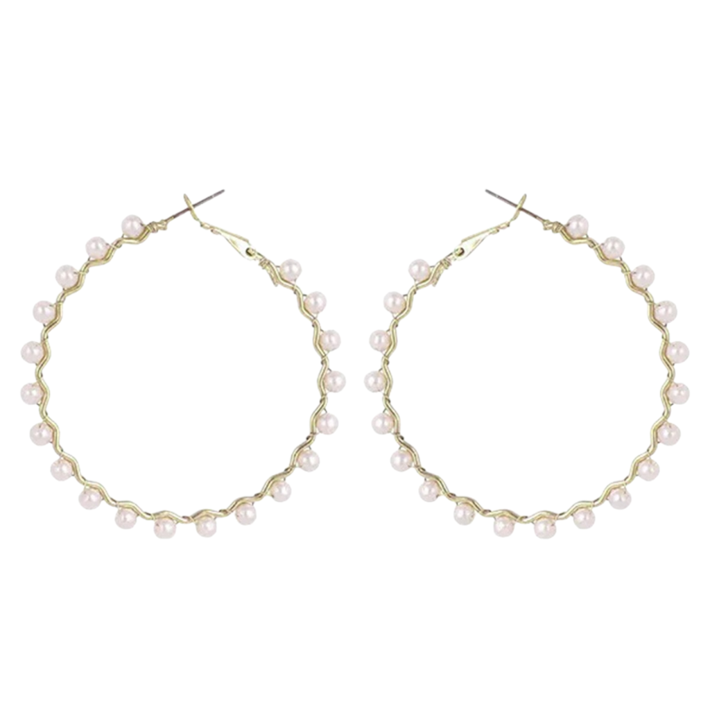 أقراط حلقية مرصعة باللؤلؤ الفاخر