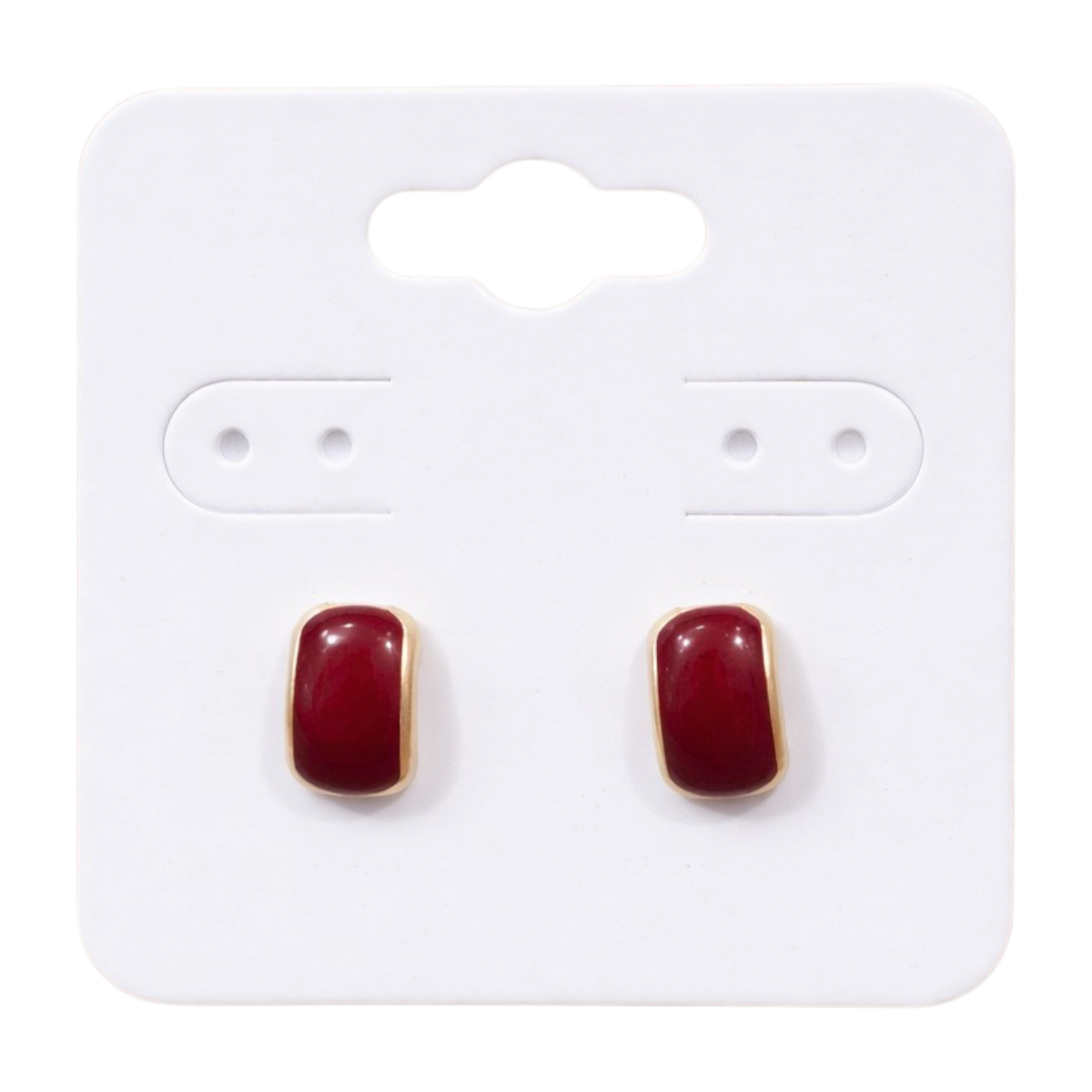 Puces d'oreilles Cabochon  Rouge Cerise