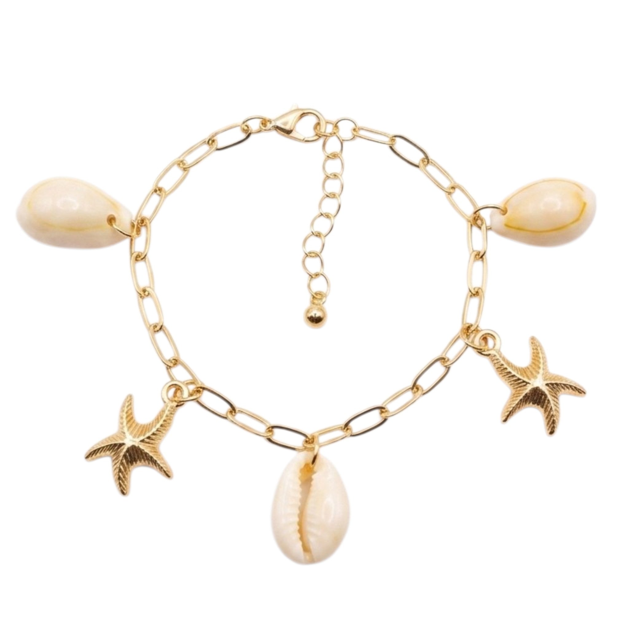 Bracelet Doré Coquillage & Étoiles De Mer – Style Bohème Chic ✨