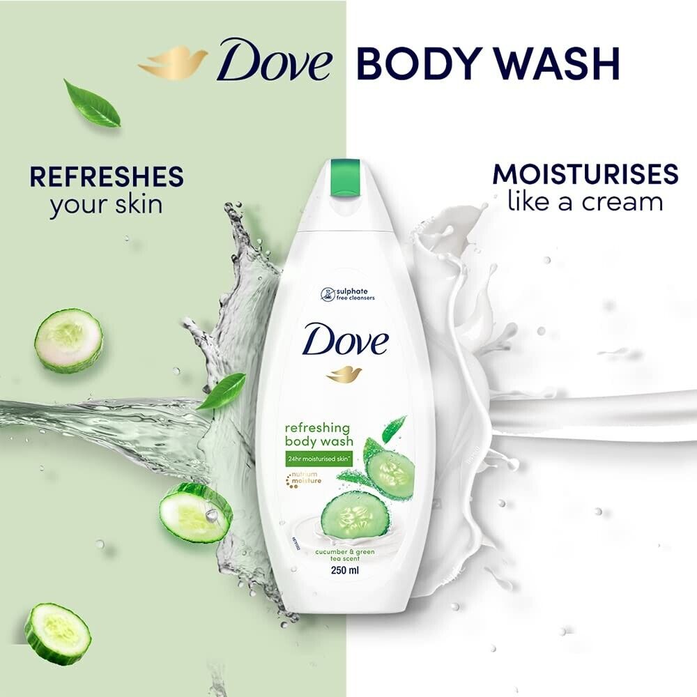 Dove Rafraîchissant Corps Lavage Avec Concombre Et Thé Vert Parfumé