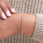 Bracelet Tennis En Diamants Cultivés En Laboratoire Taille Ronde Bracelet De Mariée En Jaune 14 Carats Cadeau Bracelet En Diamants Sans Conflit Pour Elle