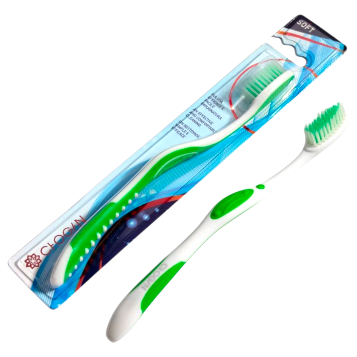 Brosse À Dents -Soies Souples (Blanc-Vert) Chogan