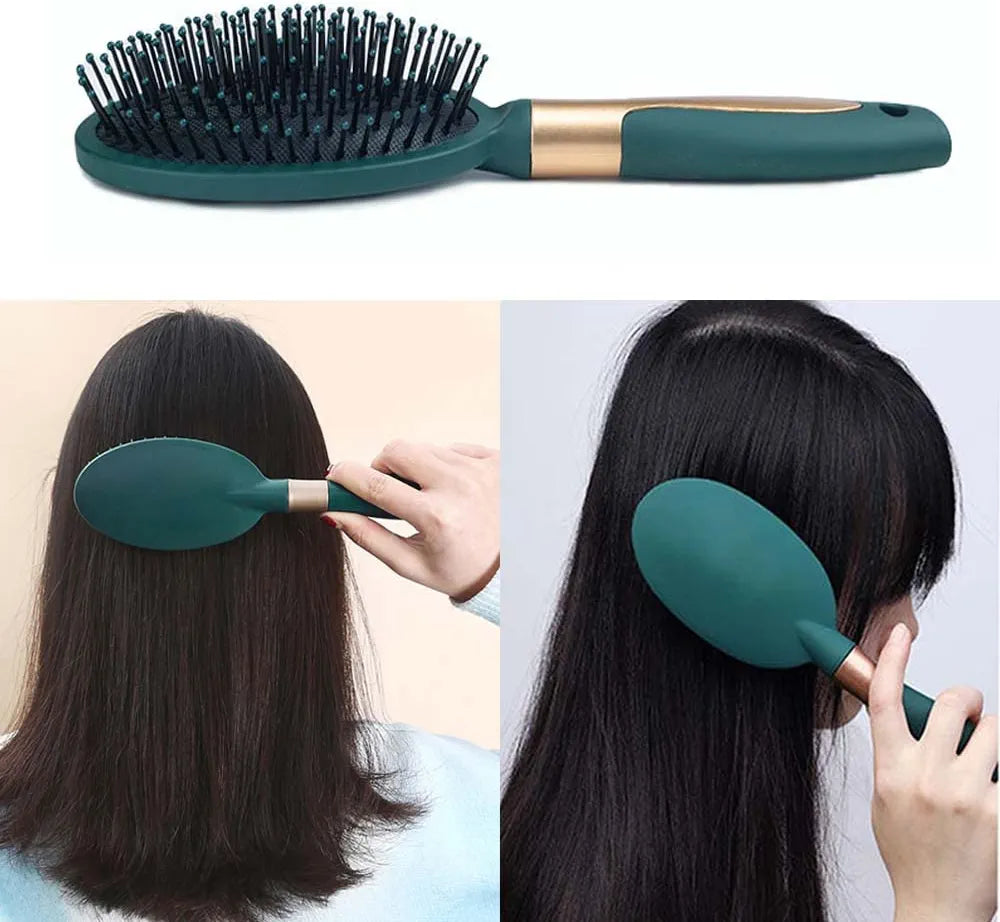 Brosse démêlante, brosse de massage à coussin d'air, outil de coiffage, manche mat confortable pour cheveux lisses et bouclés, utilisable sur cheveux mouillés et secs.