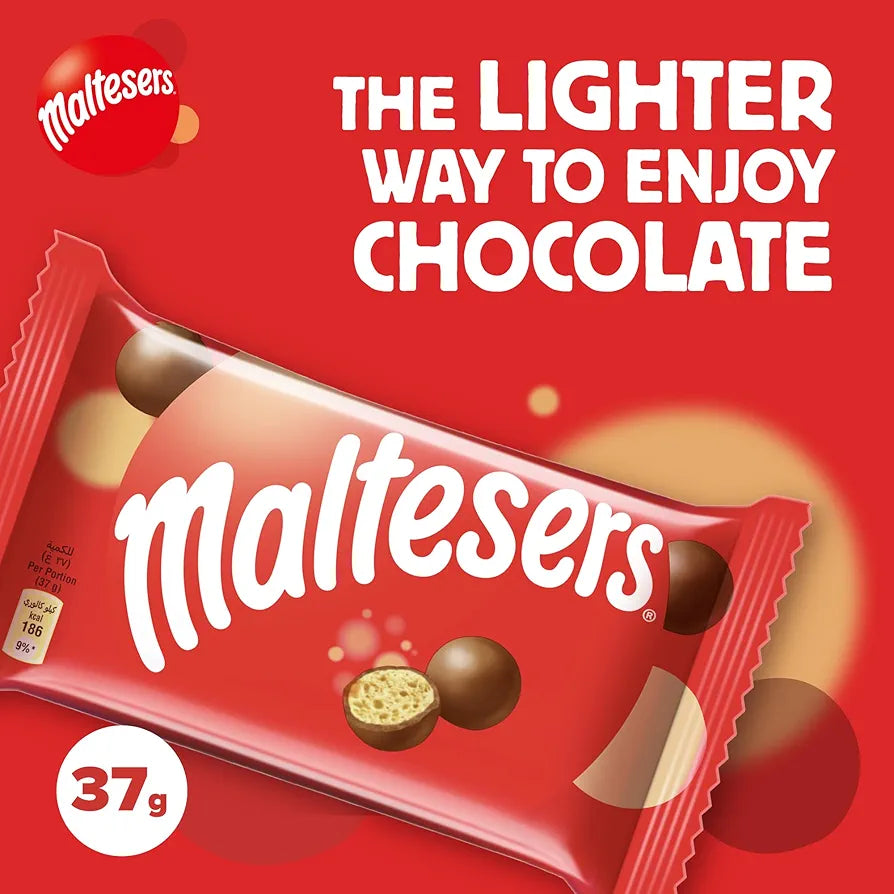 Maltesers Chocolate Bag 37G Irresistibly Delicious Malt Chocolate Crispy Honeycomb Spheres Covered In Milk Chocolate