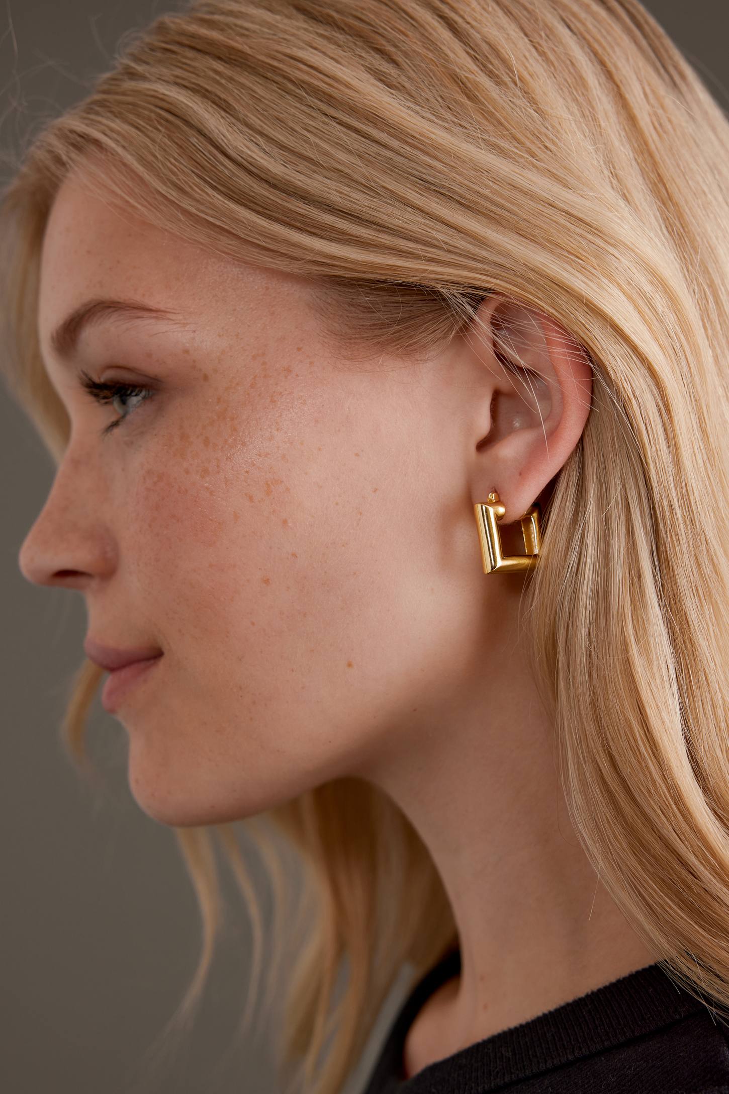 Boucles d'Oreilles Carrees Creoles Or Jaune