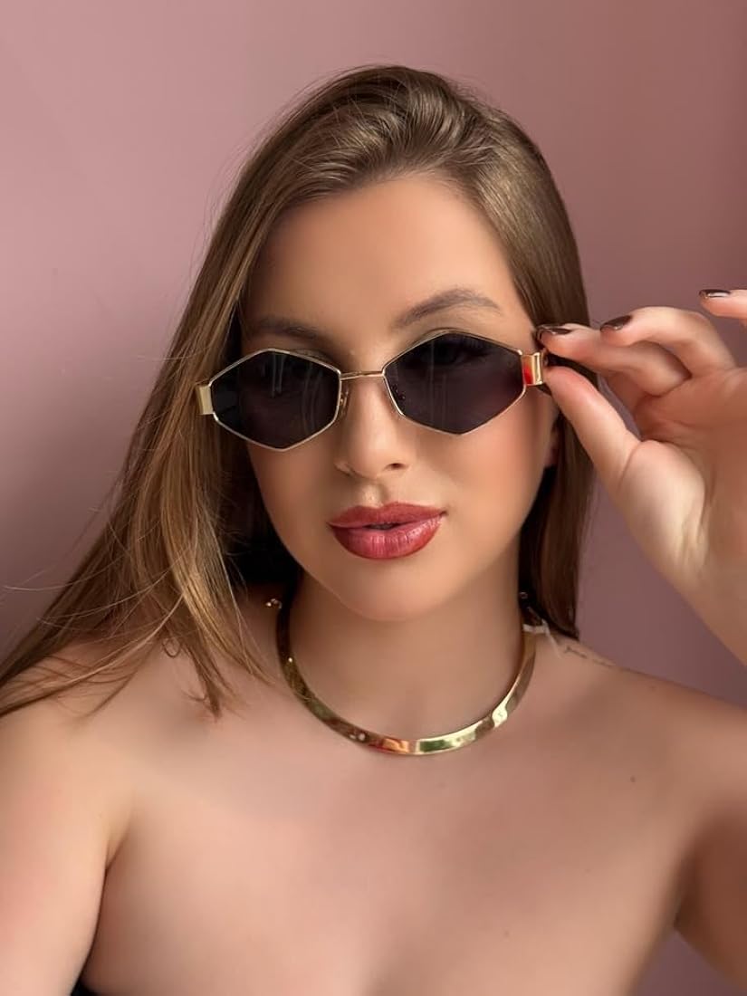 1pcs Lunettes d'été pour femmes, lunettes rétro ovales à monture en métal, style Ins, lunettes unisexes tendance, lunettes de déclaration de style de rue pour les trajets quotidiens