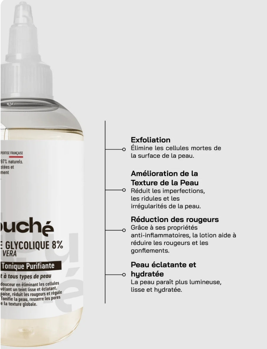 Touché Sérum Acide Glycolique 8% +Aloe Vera Lotion Tonique Purlflante