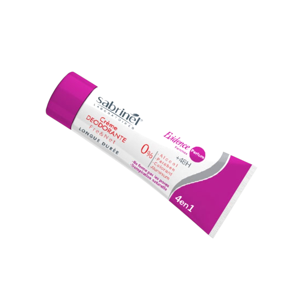 كريم مزيل العرق من مختبرات سابرينيل فري آند نت يدوم طويلاً 0% صبغ كحول بارابين ألومنيوم دليل