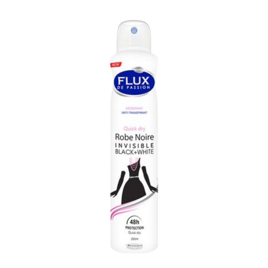 Flux De passion Déodorant Anti-transirant Quick Dry Robe Noire Invisible Black white 47h protection