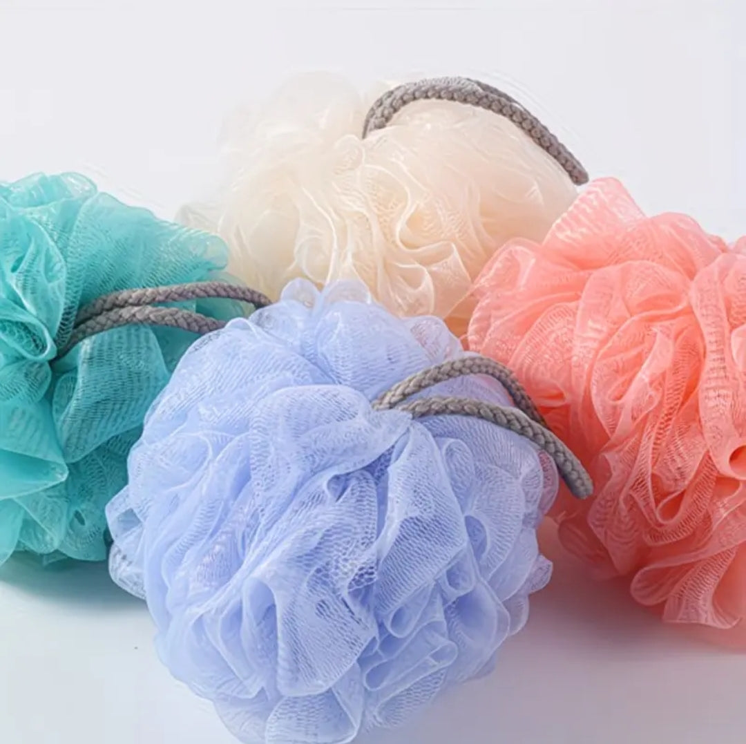 Éponges De Douche Colorées Boules De Bain En Maille Douce Avec Poignées Ruban Chouchou 1Pc