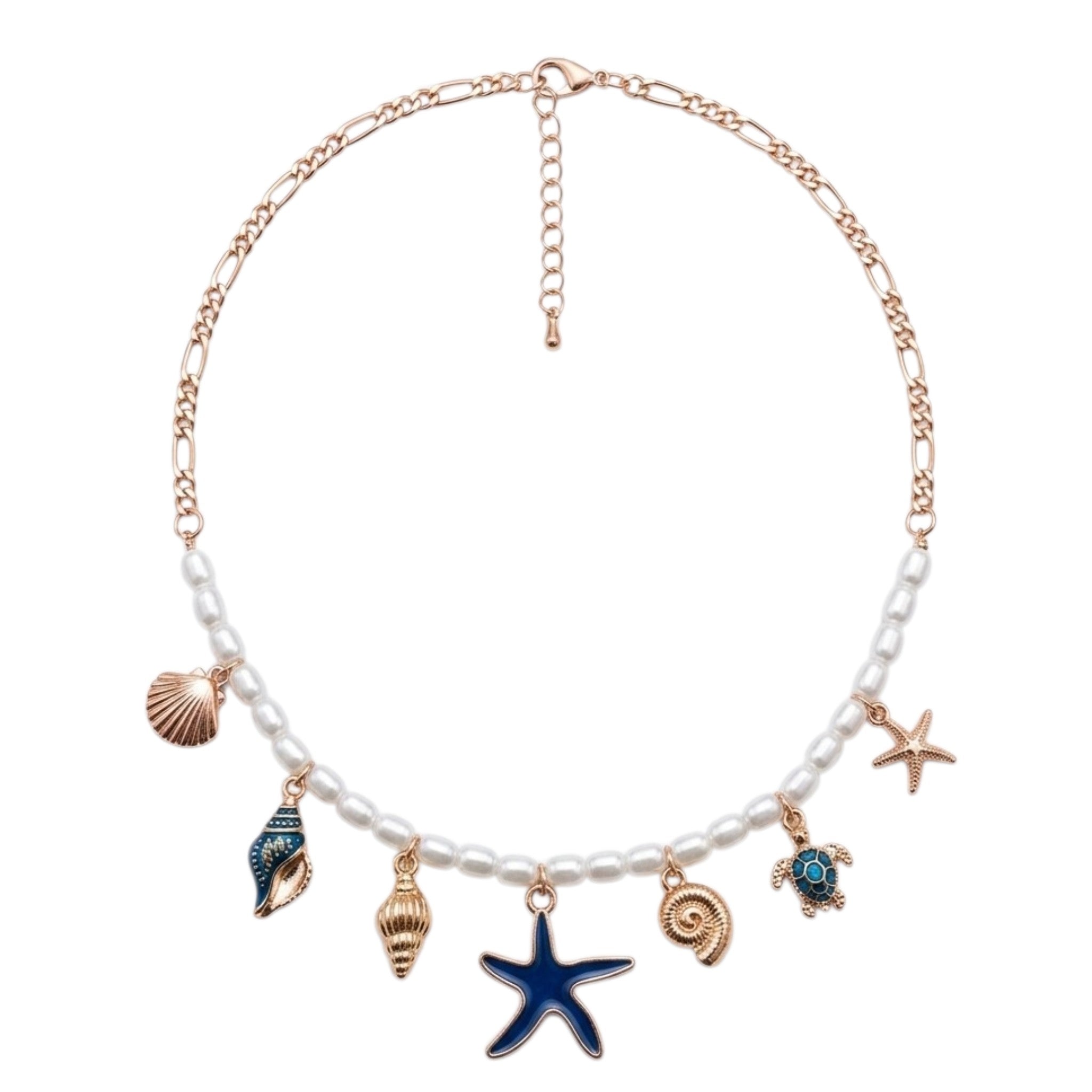 Collier Bohème Chic Doré Avec Perles Et Breloques Marines 🌊✨