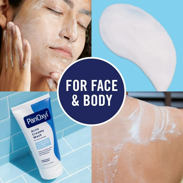 PanOxyl Acne Creamy Wash Nettoyant anti acné au peroxyde de benzoyle 4% le Visage et Corps