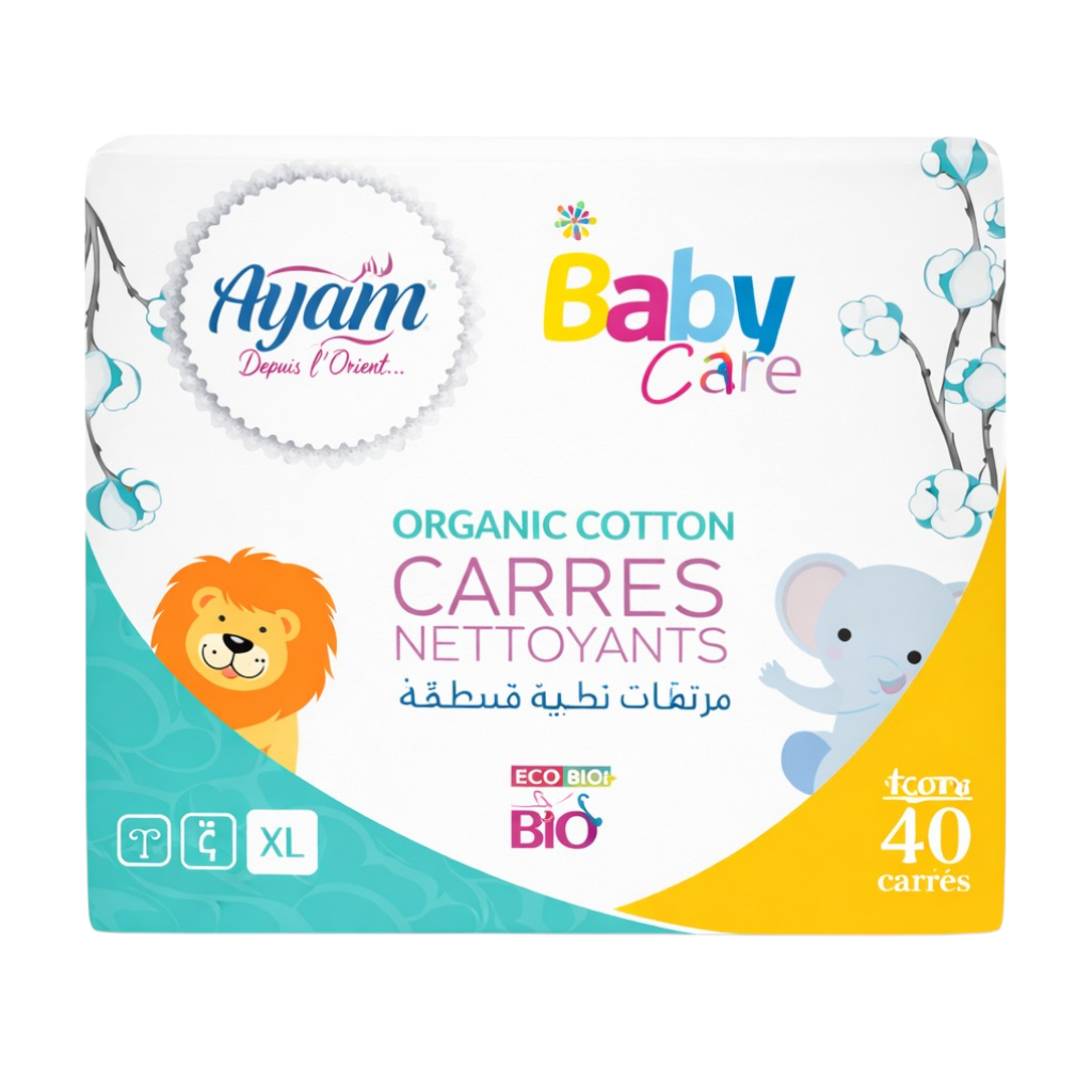 Ayam Baby Organic Cotton Carrés Nettoyants 40 Unites