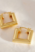 Boucles d'Oreilles Carrees Creoles Or Jaune