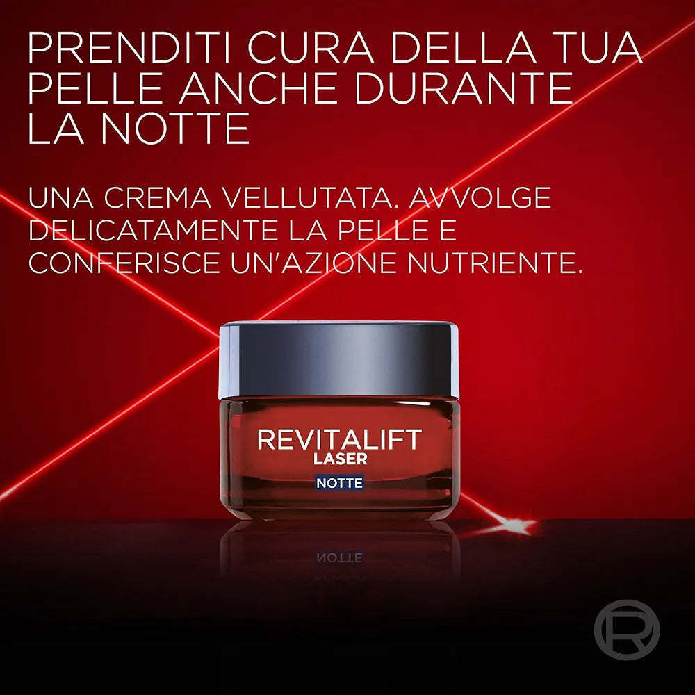 L’Oréal Paris Revitalift Laser Crème Visage Nuit Anti-Âge Avec Pro-Rétinol Acide Hyaluronique Et Vitamine C Réparation Intense Et Peau Renouvelée