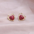 Boucles D'oreilles « Cœur De Velours » & Volutes Dorées
