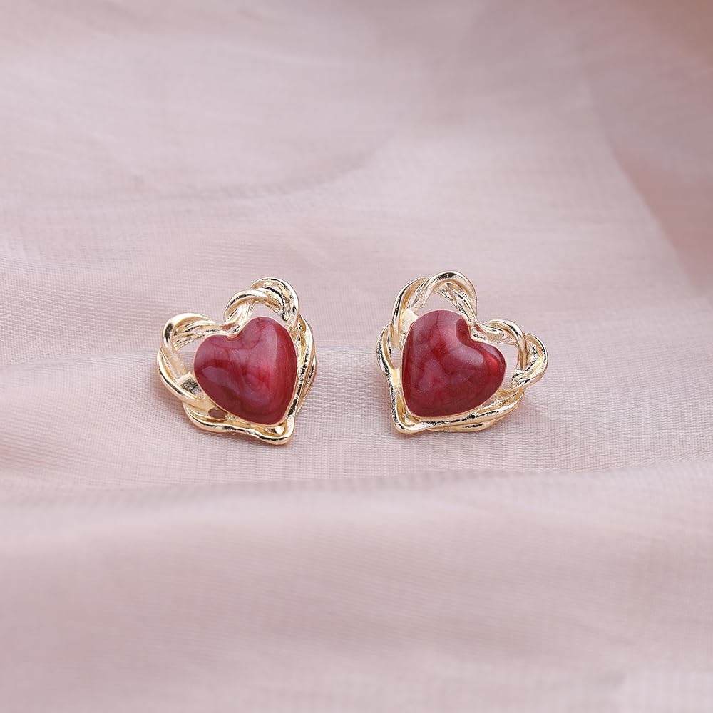 Boucles D'oreilles « Cœur De Velours » & Volutes Dorées