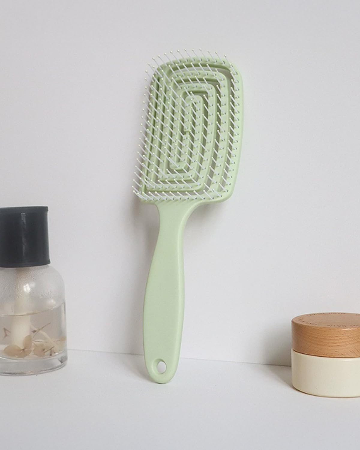 1 Peigne Brosse À Cheveux Côtelé Dents Courbées Grandes Manche En Plastique Abs