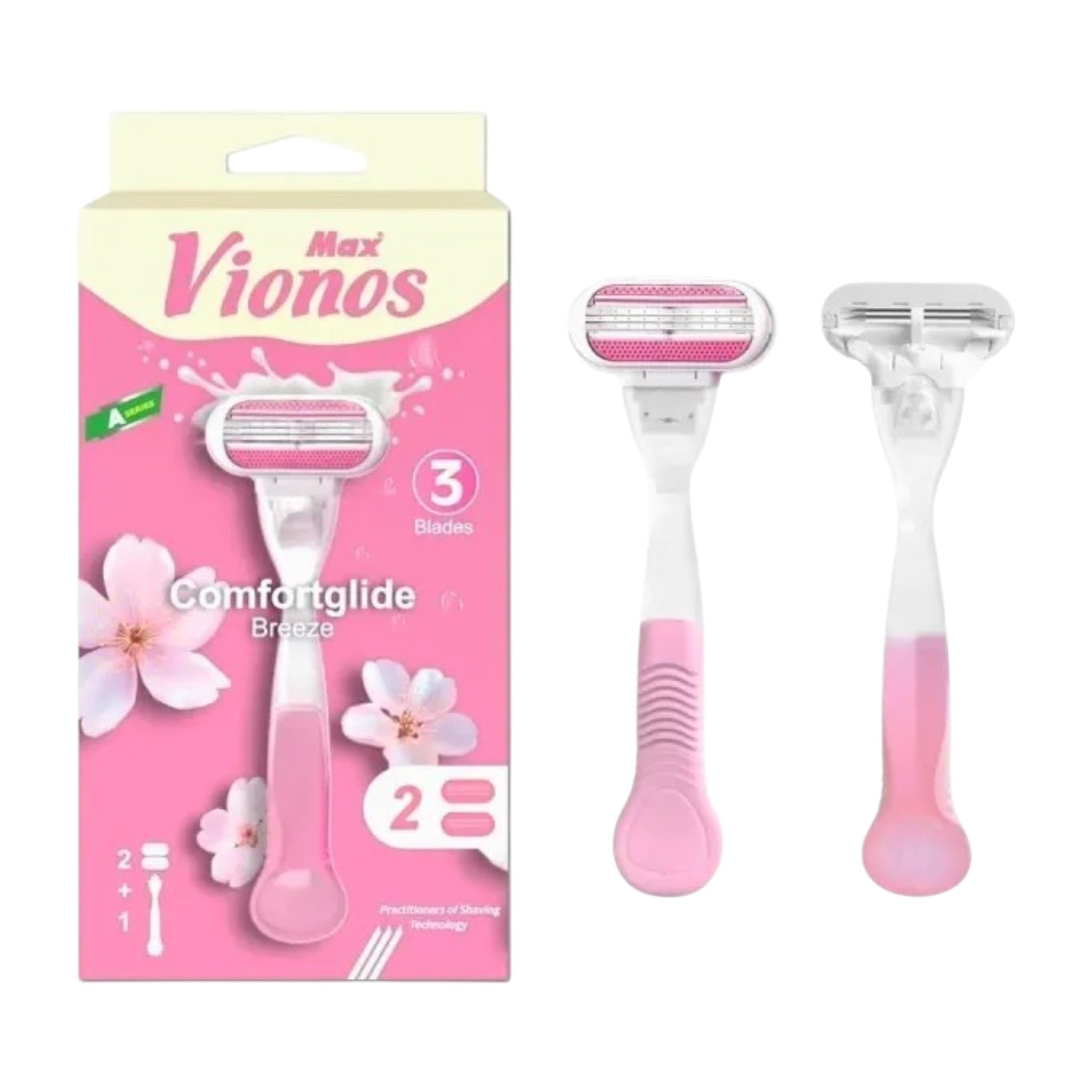 Vionos Rasoir Femme 3 Lames Max  Comfortglide Breeze 2 Recharges
