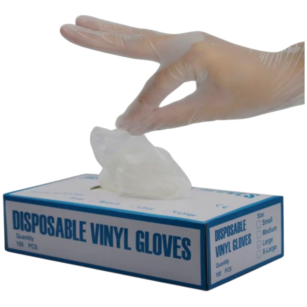 قفازات الفينيل للاستخدام مرة واحدة مثالية لتطبيق كريم صبغ الشعر (قطعة واحدة)