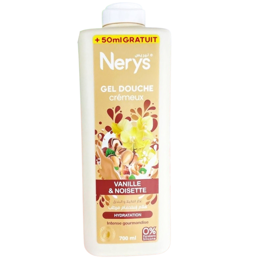 Nerys Gel Douche Crémeux Vanilke Noisette Hydratation Intense Gourmandise
