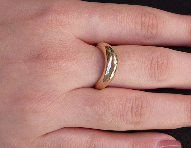 Solid Gold Band Ring Modern Minimalist Style