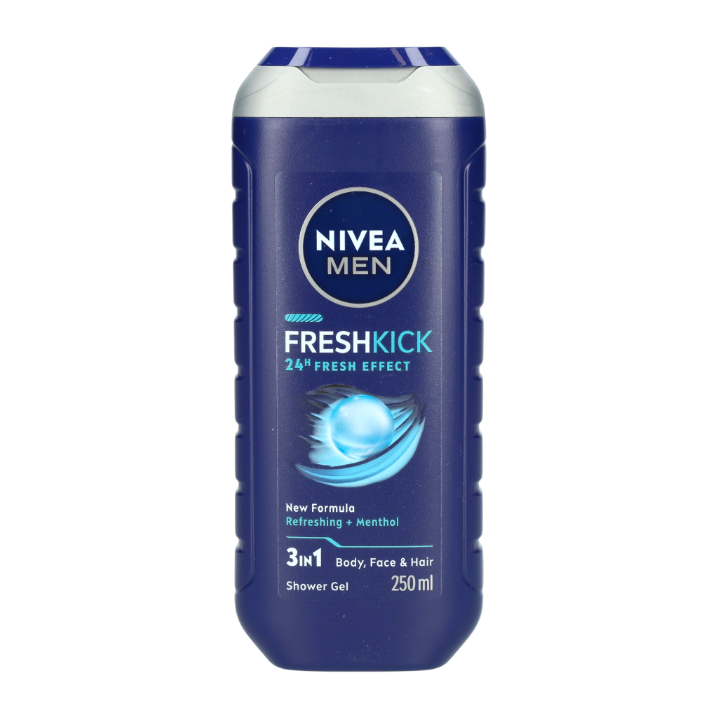 Nivea Gel Douche Men Fresh Kick De Frais 3-En-1 Pour Le Corps Le Visage Et Les Cheveux. Idéal Pour Un Usage Quotidien