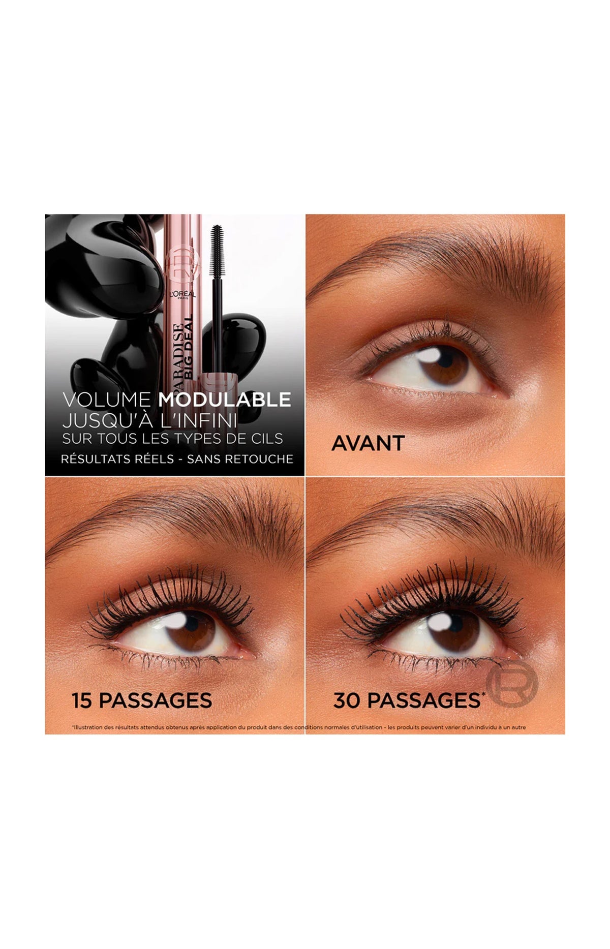 L'Oréal Paris Le Mascara Paradise Big Deal Une Formule Volumisante Et Allongeante Pour Les Cils Un Mascara Noir Modulable Anti-Paquets Et Lavable.