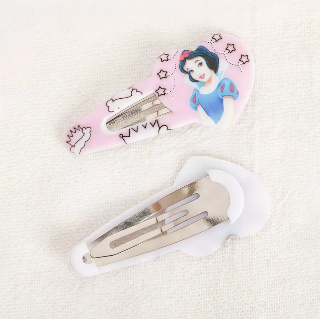 2Pcs Pinces À Cheveux Disney Elsa Blanche-Neige Anna Pinces À Cheveux Latérales